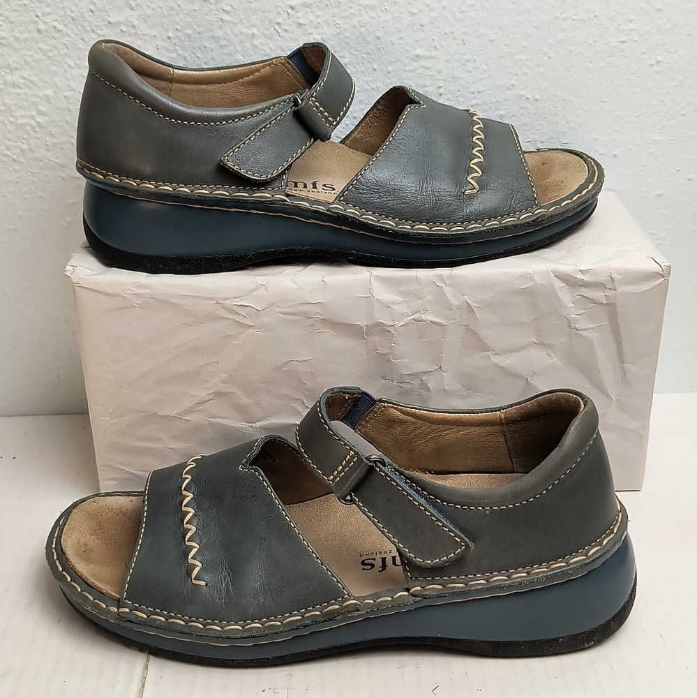 Kumfs Zealand Orthopic Sandal 8/39 Teal Mary Jane Hook & Loop Open Toe - Picture 2 of 10
